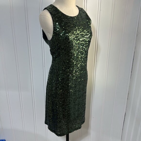 “Belle” Badgley Mischka Emerald Sequin Mini Formal Dress size 14 - Picture 3 of 10